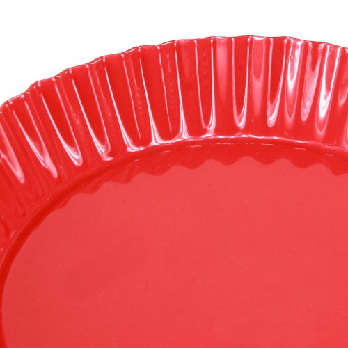 Floristik24 Metallteller Rot Kleiner Dekoteller mit Fuß Metall Ø14cm 2 St