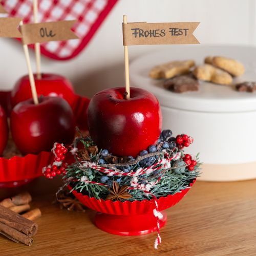 Floristik24 Metallteller Rot Kleiner Dekoteller mit Fuß Metall Ø14cm 2 St