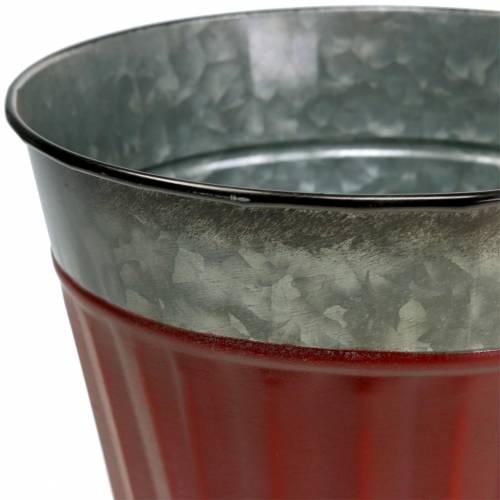 Floristik24 Pflanztopf Rot-Silber Ø13cm H11cm 4er-Set