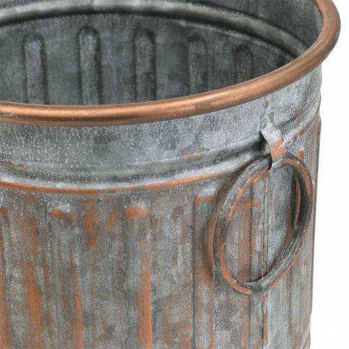 Floristik24 Dekoschale mit Henkeln, Pflanztopf, Metallgefäß Silbern, Kupferfarben Antik-Optik H31/24,5cm Ø29,5/22cm 2er-Set