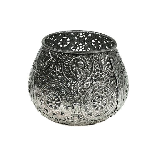 Metallwindlicht Silber orientalisch Ø10cm H7,5cm 1St