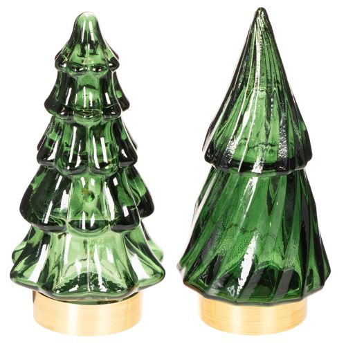 Glas-Tannenbäume mit LED 13 cm Grün 2er-Set online kaufen | Floristik24.ch