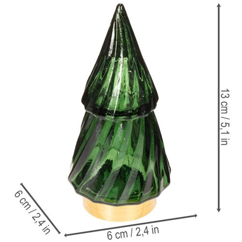 Glas-Tannenbäume mit LED 13 cm Grün 2er-Set | Floristik24.ch