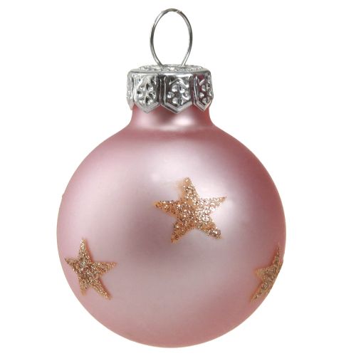Floristik24 Mini Christbaumkugeln Glas Rosa Berry Gold Ø3cm 9 St