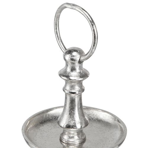 Floristik24 Mini Etagere Metall Deko Silber 2-stöckig Tischdeko H22cm