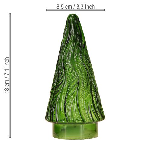 Artikel Mini Glas Weihnachtsbaum LED Rot Grün Braun 18cm 3St