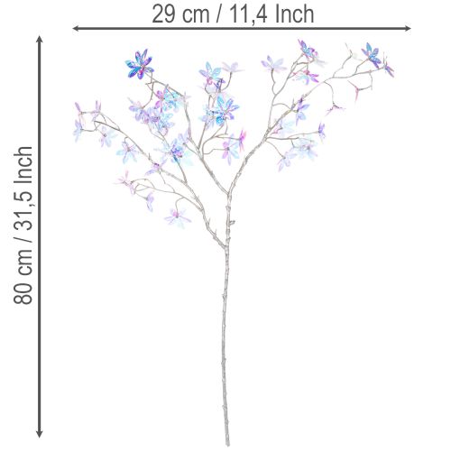 Künstlicher Blütenzweig mit irisierenden Blüten 80cm | Floristik24.ch