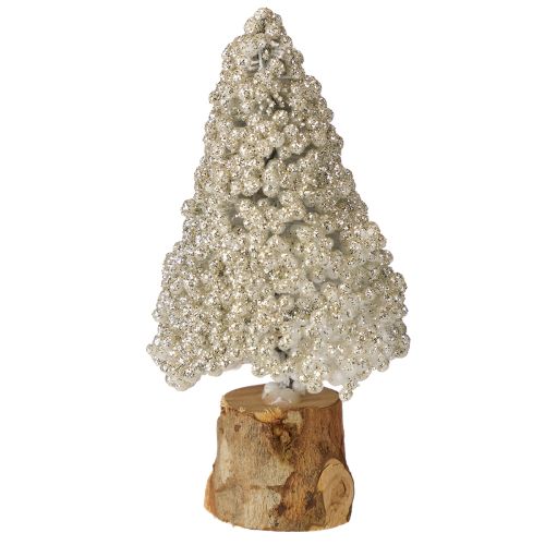 Floristik24 Mini Tannenbaum Tischdeko Champagner Weiß H8cm 12 St