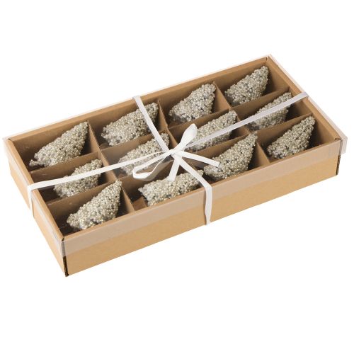 Artikel Mini Tannenbaum Tischdeko Champagner Weiß H8cm 12 St