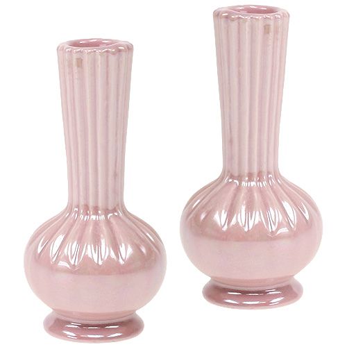 Floristik24 Mini Vase Perlmutt Rosa Ø5cm H10cm 6St