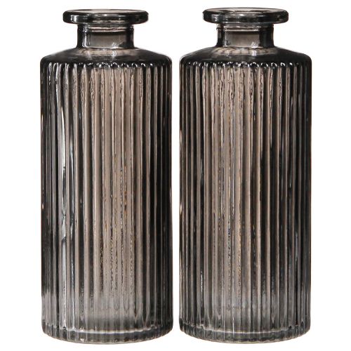 Artikel Mini Vasen Glasvasen Grau Rillen Dekor Ø5cm H13cm 6 St