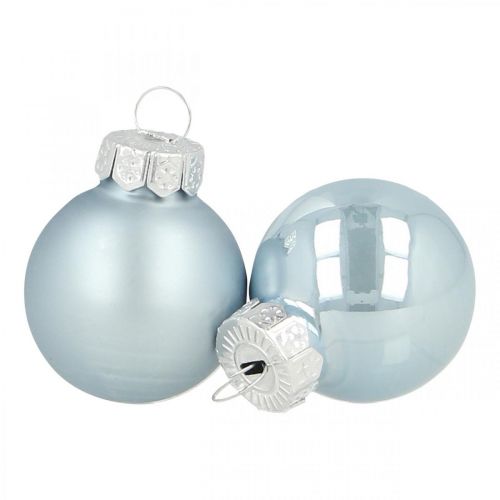 Floristik24 Mini Weihnachtskugel Glas Blau Glanz/Matt Ø2,5cm 24St