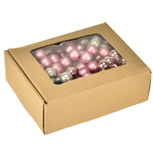 Artikel Mini Weihnachtskugel Glas Spiegelbeeren Rosa Creme Ø20mm 140 St