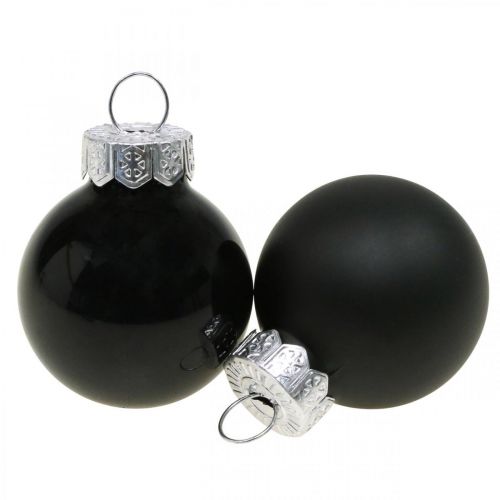 Floristik24 Mini Weihnachtskugeln Glas Schwarz Glanz/Matt Ø2,5cm 22 St