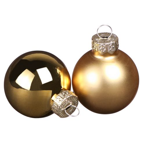 Artikel Mini Weihnachtskugeln Glas in Gold Matt Glanz Ø3cm 22St