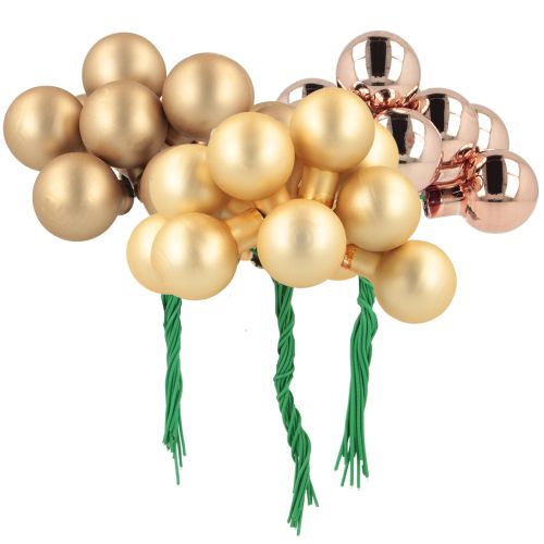 Artikel Mini Weihnachtskugeln Gold Rosé Spiegelbeeren 2cm 140 St