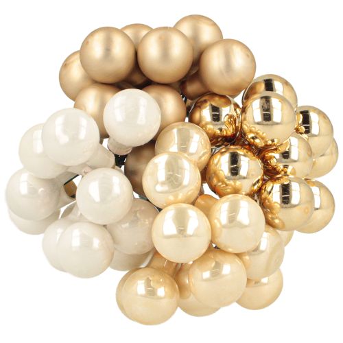 Floristik24 Mini Weihnachtskugeln am Draht Gold, Creme Ø1,5cm 140 St