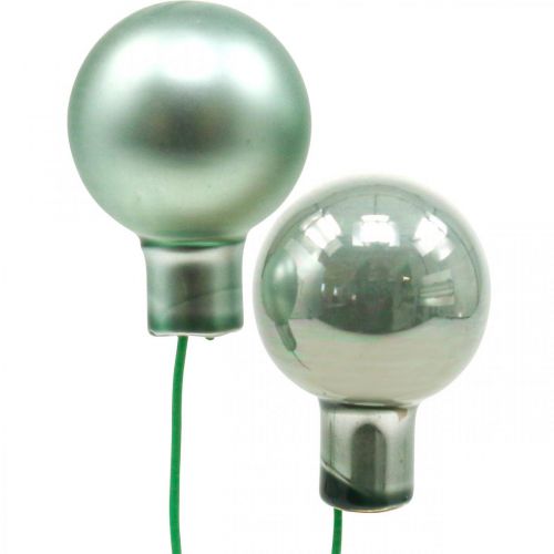 Floristik24 Mini Weihnachtskugeln am Draht Mint Spiegelbeeren 20mm 140St
