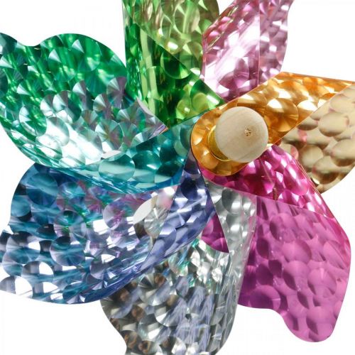 Floristik24 Windmühle, Sommerdeko, Windrad am Stab Bunt, Deko für Kindergeburtstag Ø16cm 4St