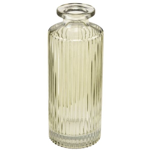 Artikel Mini Vasen Glas mit Rillen Retro Blumenvase Grün Ø5cm 4St