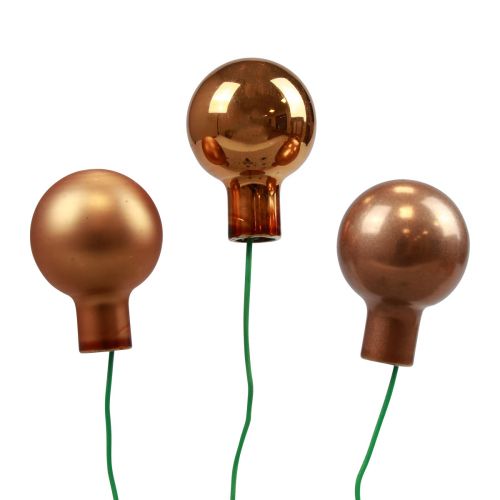 Floristik24 Mini Weihnachtskugel Rot, Braun Glas Spiegelbeeren Ø40mm 32St