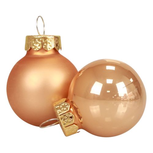 Mini Weihnachtskugeln Glas Apricot Glanz/Matt Ø2,5cm 20 St