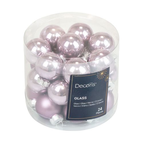 Floristik24 Mini Weihnachtskugeln Glas Flieder Lila Glanz/Matt Ø2,5cm 20 St
