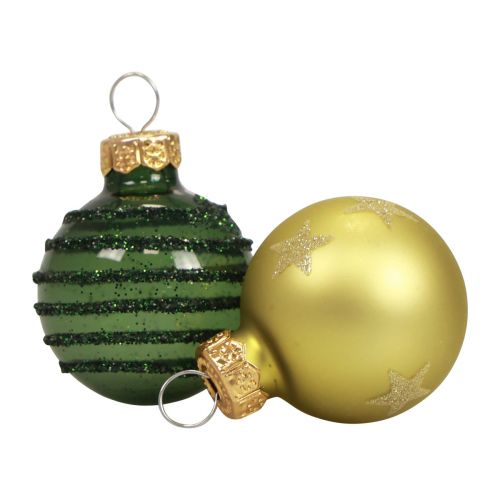 Floristik24 Mini Weihnachtskugeln Glas Grün Gold Glaskugeln Ø3cm 9St