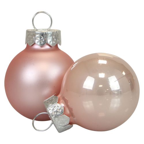 Artikel Mini Weihnachtskugeln Glas Rosa Matt/Glänzend Ø2,5cm 22 St