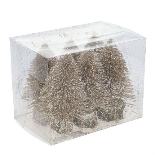 Floristik24 Mini-Tannenbaum Gold mit Glitzer 6St