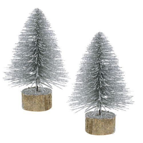 Floristik24 Weihnachtsdeko Tannenbaum Silber mit Glitzer 6St