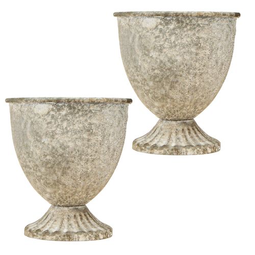 Floristik24 Minivasen Deko Kelch Pokal Metall Antik Ø10,5cm 11,5cm 2St