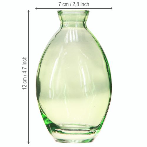 Artikel Minivasen Glas Bauchig Glasvasen Grün getönt H12cm 6 St