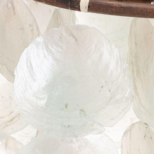Rundes Capiz-Windspiel aus Muscheln mit Holzrahmen 70 cm in Grün | Floristik24.ch