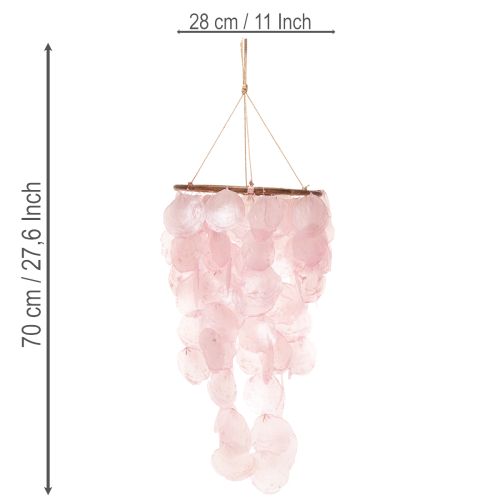 Windspiel aus Capiz-Muscheln mit Holzelementen 70 cm Rosa für Innenbereiche | Floristik24.ch