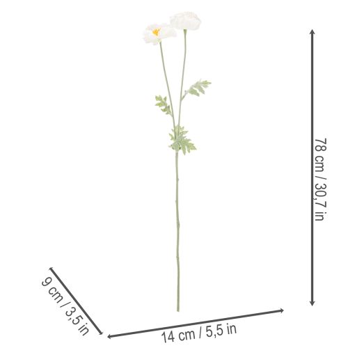 Künstliche Mohnblume Weiss 78 cm 3er-Set mit Flexiblem Stiel für Innenräume | Floristik24.ch