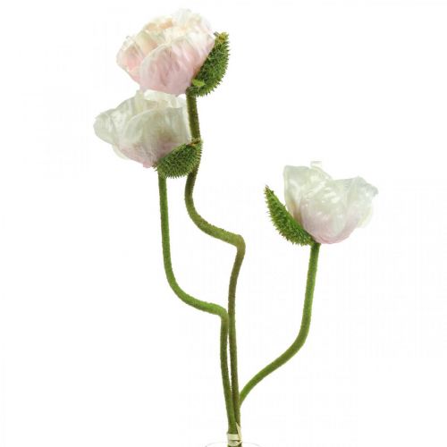 Künstliche Mohnblume, Seidenblume Weiß-Rosa L55/60/70cm 3er-Set