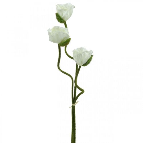 Floristik24 Kunstblume, künstliche Mohnblume, Klatschrose Weiß L55/60/70cm 3er-Set