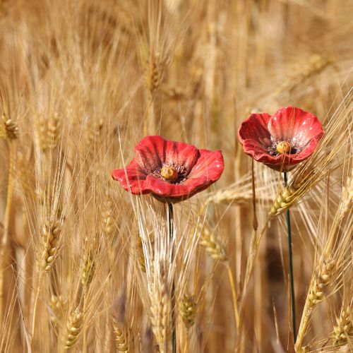 Artikel Keramik Mohnblüte Romantische Dekoration für Frühlingsgarten und Beete 31cm 6St