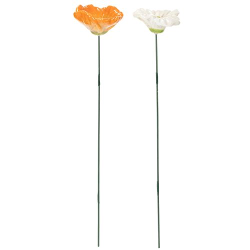 Artikel Gartenstecker Mohn Blume Keramikdeko für frühlingshafte Gartengestaltung 32cm 6St