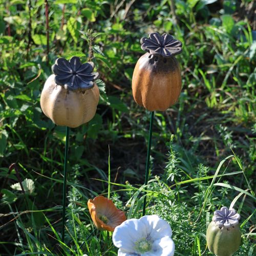 Artikel Gartenstecker Mohnkapsel Dekoratives Highlight für Gartendekoration und DIY Projekte 41cm 4St