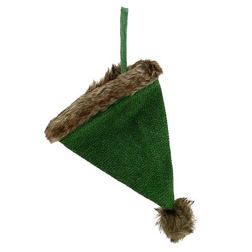 Mütze mit Fellrand zum Hängen 28cm Grün