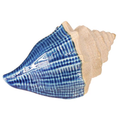 Muschel Deko maritim Keramik Blau Beige 16,5×11×9,5cm 2 St