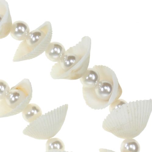 Muschelgirlande mit Perlen Weiß 100cm