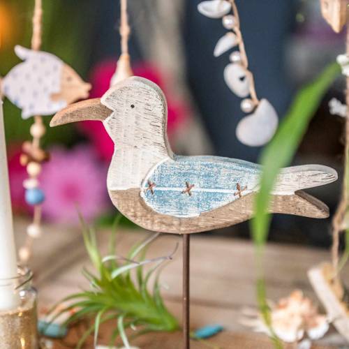 Floristik24 Möwe Holz Blau Weiß 20cm × 5cm H25cm