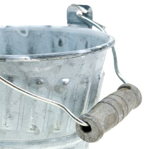 Floristik24 Zinkeimer mit Flechtmuster Grau Ø7cm H8cm 8St