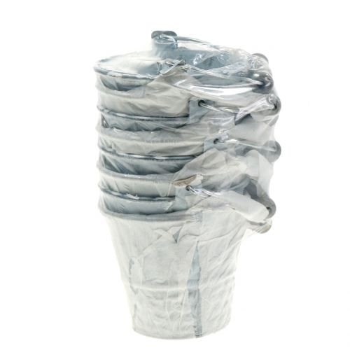 Floristik24 Zinkeimer mit Flechtmuster Grau Ø7cm H8cm 8St