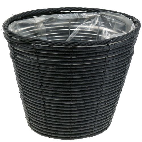 Floristik24 Pflanztopf Rattan-Optik Anthrazit Ø30cm H24cm