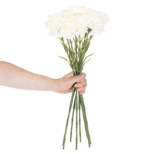 Künstliche Nelke mit Stiel, 56 cm, Weiss, Set mit 8 Stück | Floristik24.ch