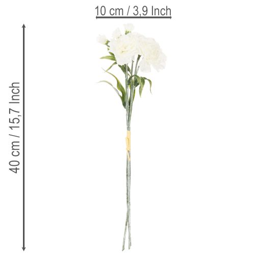 Künstlicher Nelkenstrauss, Weiss, 40 cm, 4 Bund | Floristik24.ch